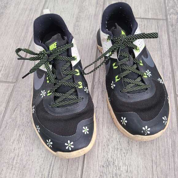 Nike Flywire women's black white and neon yellow training sneakers size 7.5 - Picture 4 of 12